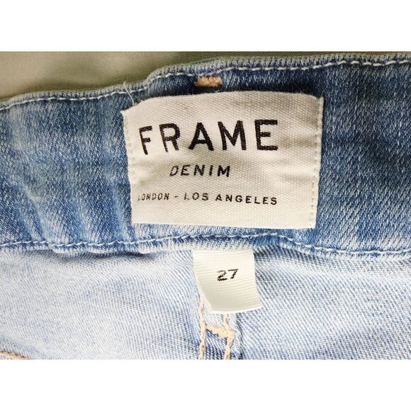 Frame Size 27X27 Womens Le Crop Mini Boot Blue Denim 5 Pocket Jeans USA Made - Picture 8 of 13